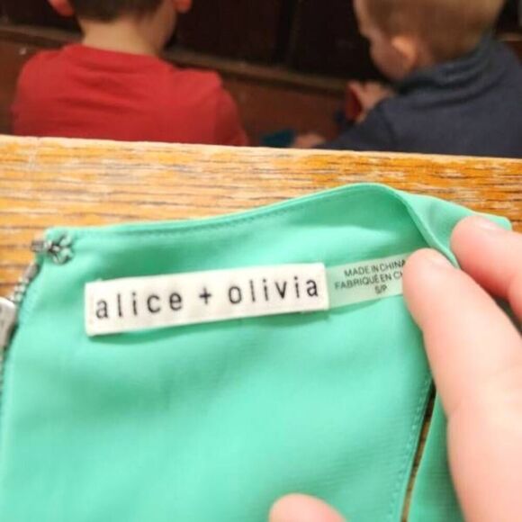 alice+olivia green Trapeze dress sz Small - Picture 2 of 4